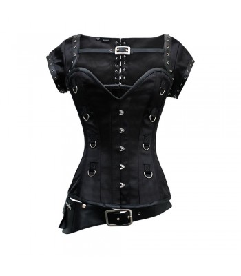 Women Belted Corset Black Buckle Corset 